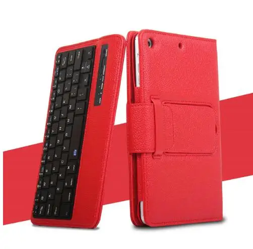 Клавиатура Чехол для iPad mini 4, версия 1, 2, 3, ремешок из искусственной кожи смарт-чехол для Apple iPad mini 4 чехол с съемная bluetooth-клавиатура - Цвет: Красный