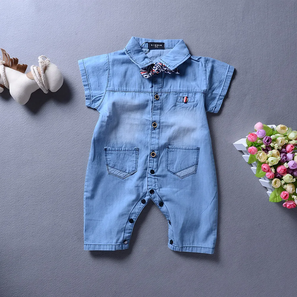 2021 Baby Clothes Summer Newborn Toddler Kids Baby Girls Boy Denim Romper Button Jumpsuit Cute