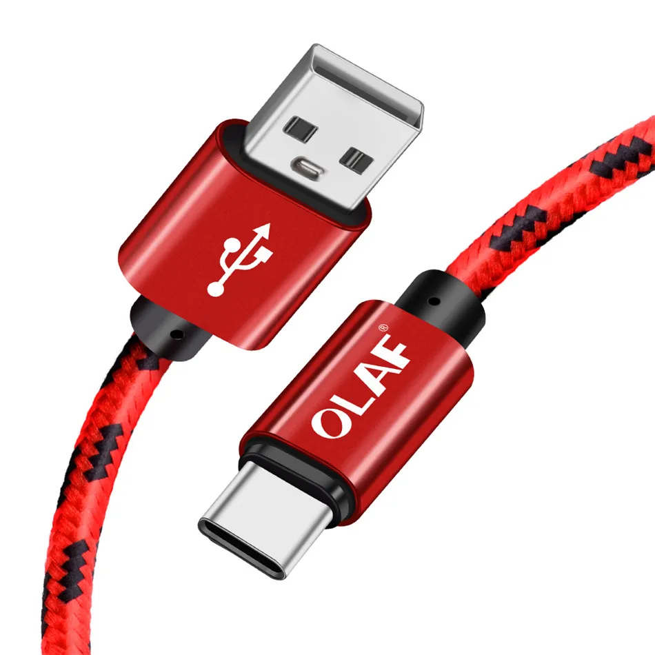 Олаф usb type-C кабель 3A Быстрая зарядка type-C USB кабель для samsung S10 S9 S8 Note 9 8 huawei Xiao mi 6 mi 9 USB C шнур для передачи данных - Цвет: Red