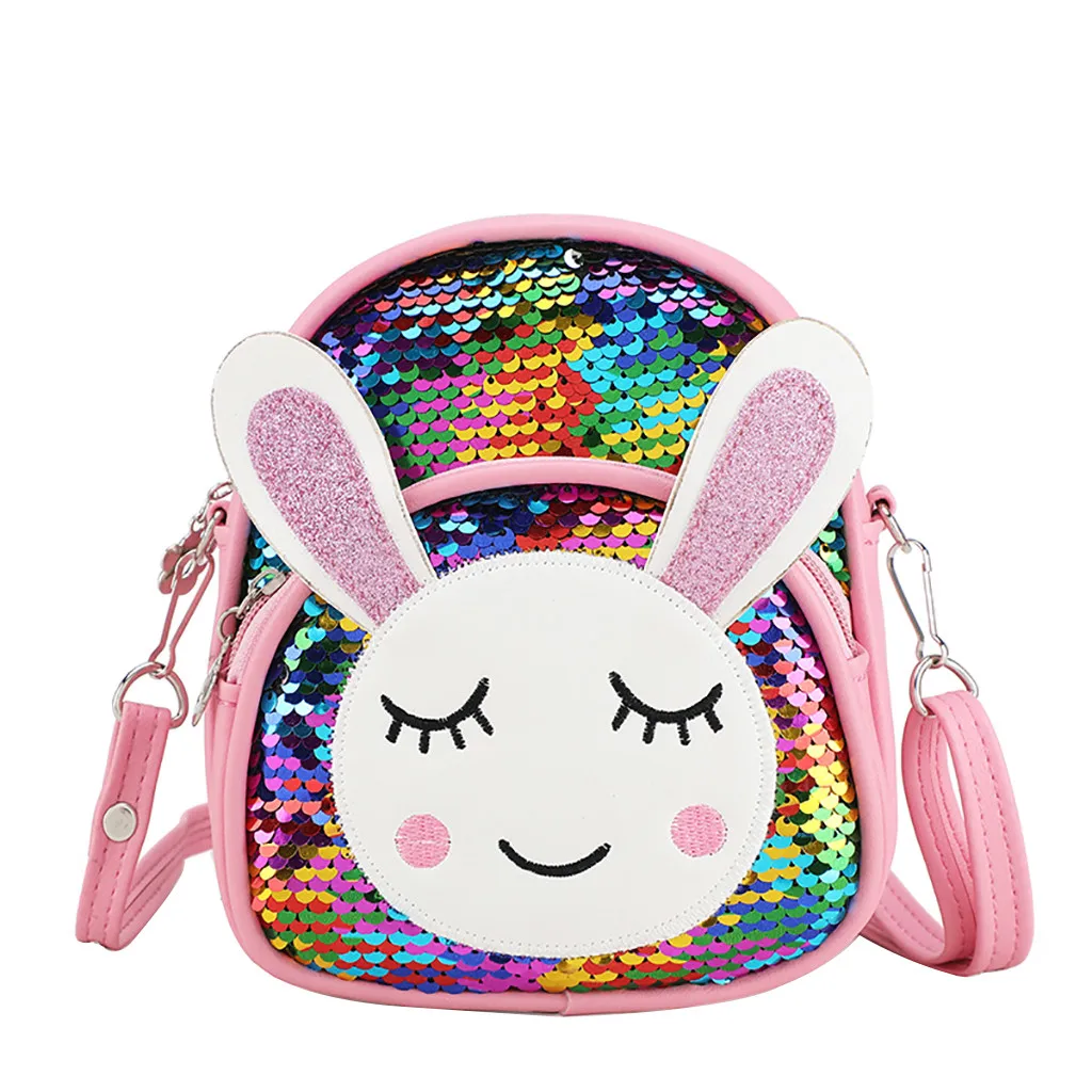 

Student Backpack PU Sequins 3D Rabbit Pattern Women Simple Fashion Sequin Shoulder Bag Student Bag Backpack