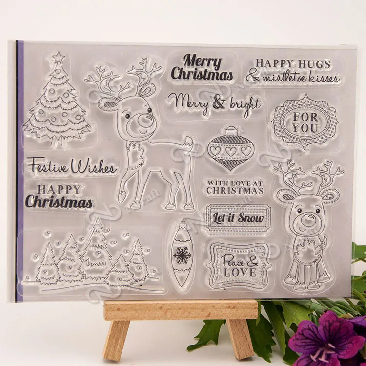

Christmas Deer Transparent Clear Silicone Stamps for DIY Scrapbooking/Card Making/Kids Christmas Fun Decoration Supplies A127