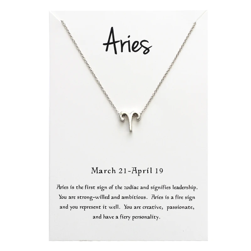 

Minimalist 12 Constellation ARIES Necklaces For Women Zodiac Chains Necklace Silver Color Valentine's Gifts Fashion Jewelry