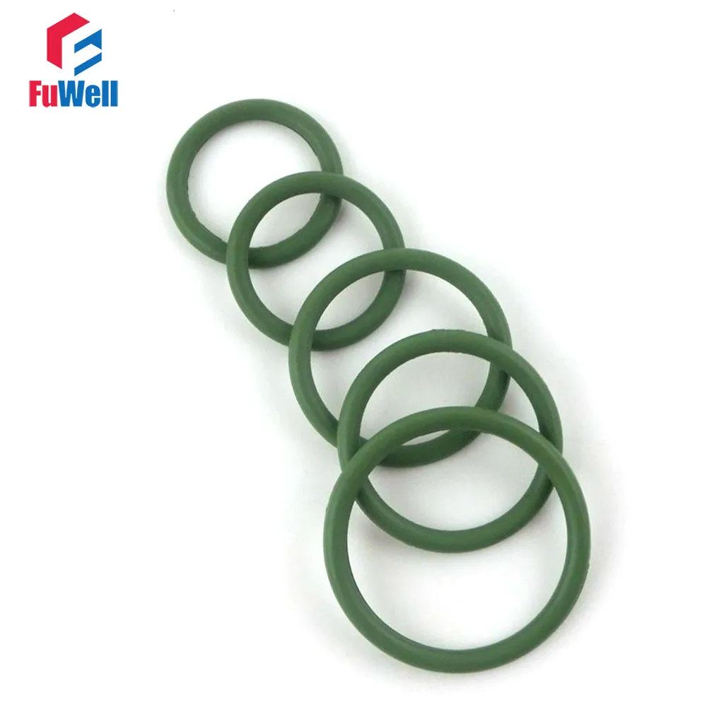 

10pcs FKM Green 5mm Thickness O Ring Sealing 25/26/27/28/30/32/35/36/38/40mm OD Fluorous Rubber O-Ring Seals Gasket Washer