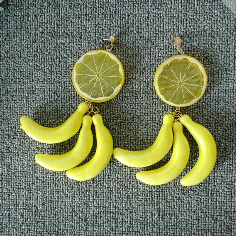 

Exaggerated Big Banana Lemon Drop Earrings Fashion Funny Acrylic Dangle Earrings for Women Jewelry Brincos for Night Club Party