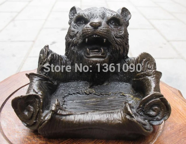 xd 00914 Tibet Folk Bronze exquisite craftwork Tiger Ashtray statue