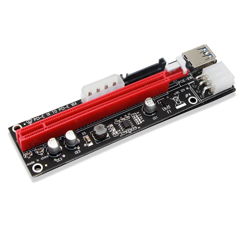 4pin 6pin SATA power PCI Express 16X Slot Riser Card USB 3,0 PCI-E pci-express 1x to 16x PCIE Riser для майнинга биткоина BTC