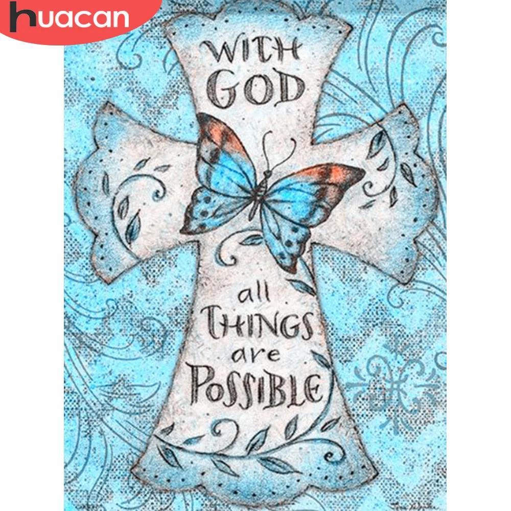 

HUACAN 5d Diamond Painting Religious Cross Embroidery Painting Decoration Home Diamond Mosaic God Painting With Diamonds