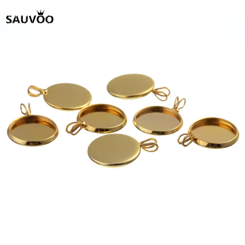 10pcs 10 12 14 16 18 20mm Silver Plated Round Pendant Setting Cabochon Blank Tray Bezel for DIY Jewelry Necklace Making Findings Jewelry Findings