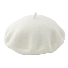 Douchow/Детские береты для девочек и мальчиков, детские шерстяные шапки года, однотонные зимние шапки белого и темно-синего цвета, плоская шапка