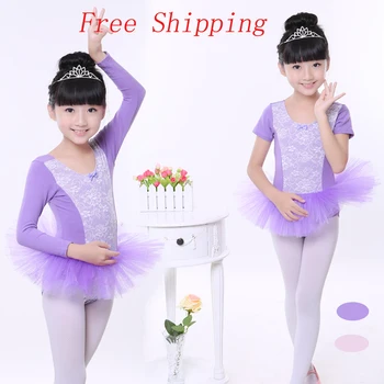 

Free Shipping Hot Sale Cotton Lace Professional Ballet Tutu Long/Short Sleeve Gymastics Leotard Girls