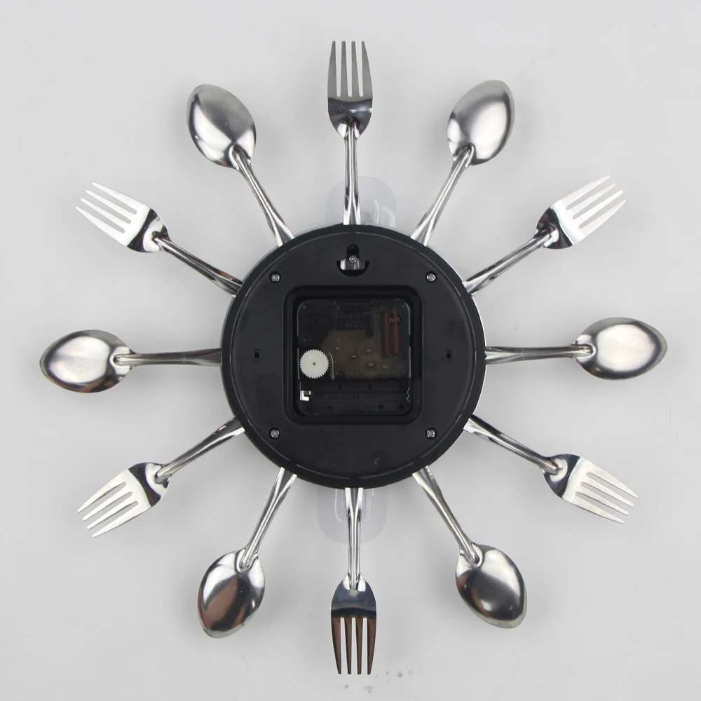 Fashion Metal Kitchen Wall Clocks New Arrivals Creative Spoon Fork European Quartz Modern Design Home Decor Clocks