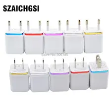 SZAICHGSI 100 шт. 2.1A+ 1A США ЕС Plug AC адаптер питания домашняя металлическая стена 2 USB с двойным портом зарядное устройство для iPhone 7 6 5 samsung