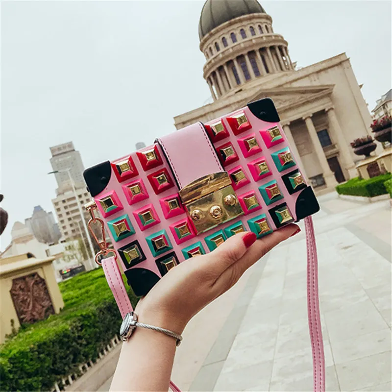 

Famous brand rivet box handbags mini Cube Brand original design crossbody bags for women messenger bags