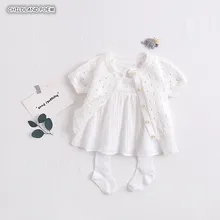 Одежда для новорожденных девочек; Летняя трикотажная одежда для малышей; комплект одежды для новорожденных девочек; комплект с платьем для малышей