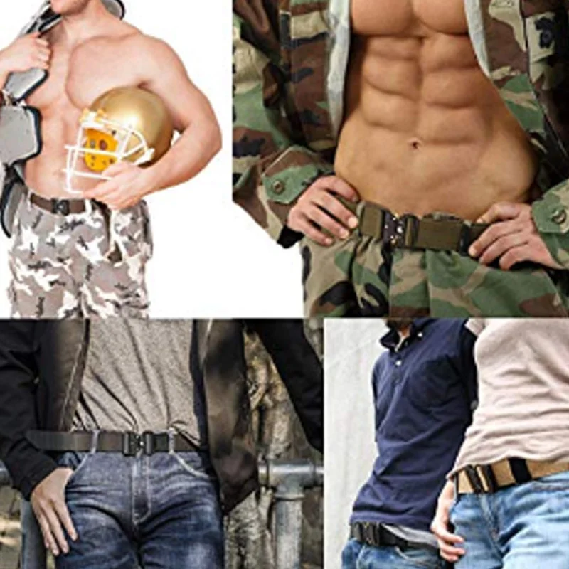 2Pcs) Men'S Nylon Canvas Belt, Outdoor Multi-Function Belt with Quick Release Buckle, Length 125Cm, Width 3.8Cm