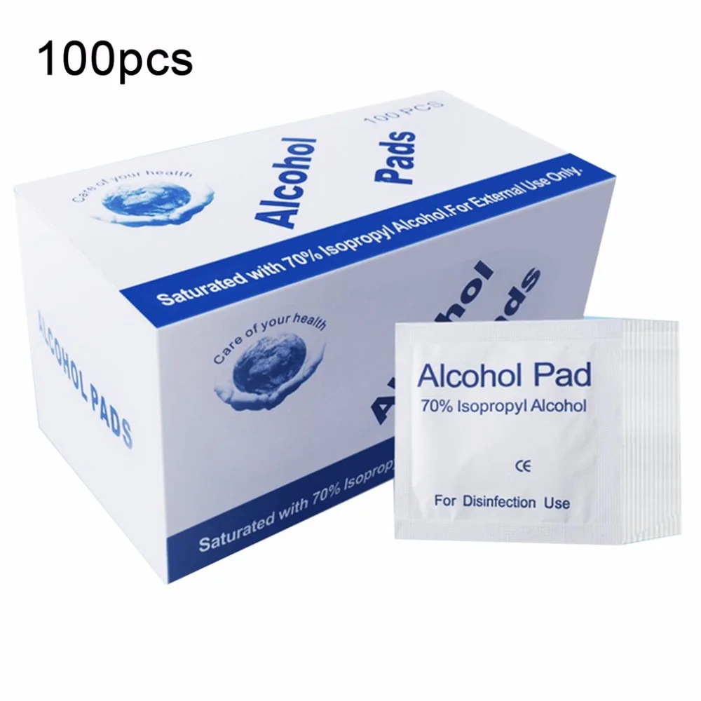 100pcs/pack Portable Universal Alcohol Pads for Disinfection Use