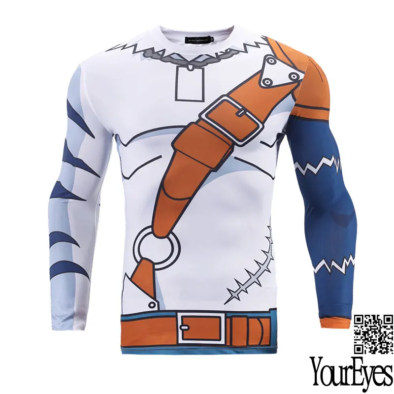 

2019 New Spring Autumn Anime T-Shirt Printing Angemon/Gaara/WereGarurumon Compression T Shirt Long Sleeves Camisetas 3D Hombre