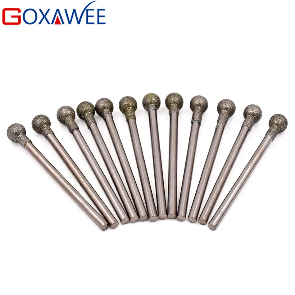  30pcs Shank 2.35mm Glass Diamond Gun Drill Bit Diamond Bur Ball Shape For Dremel Power Tool Accesso