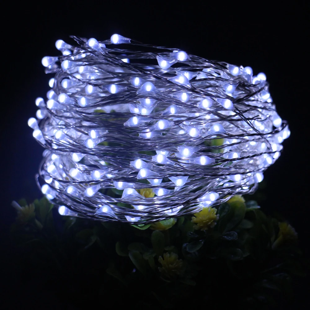 66FT 20M 200LED Silver Wire LED String Lights With 12V 1A Adapter Led