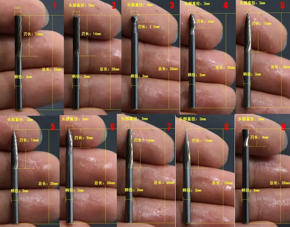 3x3 мм, Вольфрамовая сталь, твердосплавный роторный, подача, шлифовка, полировка, фреза, шлифовальные наконечники для шлифования и гибкий вал