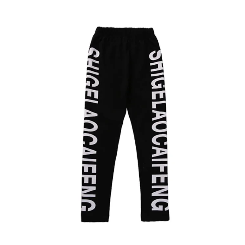 Spring Autumn Boys Girls Street Dance Clothes Suit Children's Fashion Print Performance Tracksuit Kid Hip-Hop Sportswear Outfit (12)