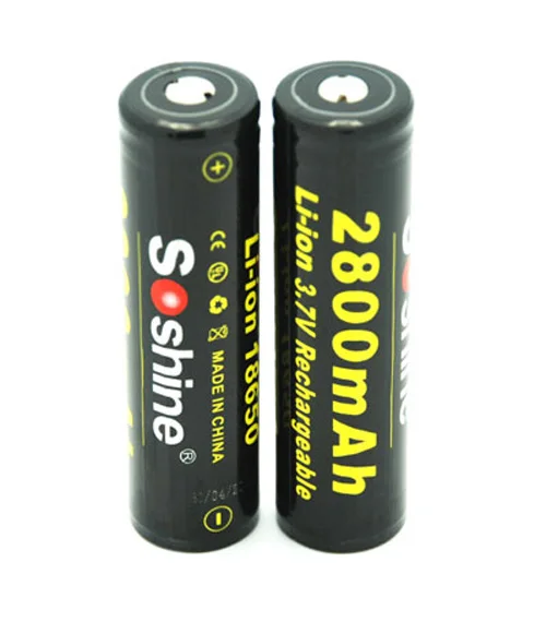 Soshine 18650 емкость 2800 mAh 3,7 v литиевая батарея с защитой