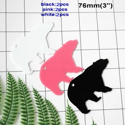 1.5in/3in изображение медведя, выполненное акриловыми красками аксессуары для ключей черный, белый, розовый цвет/матовое/зеркало/прозрачный брелок-AC1052 - Цвет: 3in Black set-6pcs
