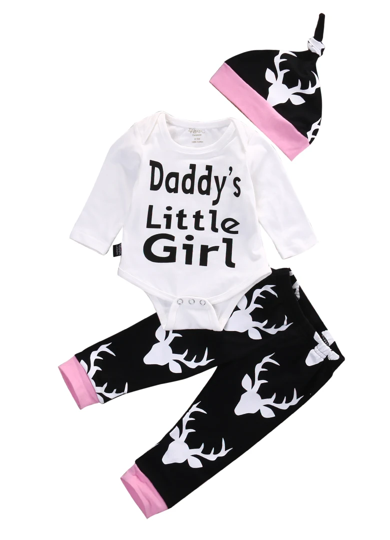 Pudcoco 3 18M Newborn Baby Girls Little Girl Tops Romper +Long Pants