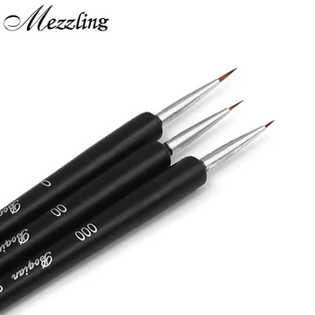 

3pcs/set Professional Acrylic UV Gel Nail Art Design Painting Dots Drawings Brush Pen Black Handle Manicure Tools