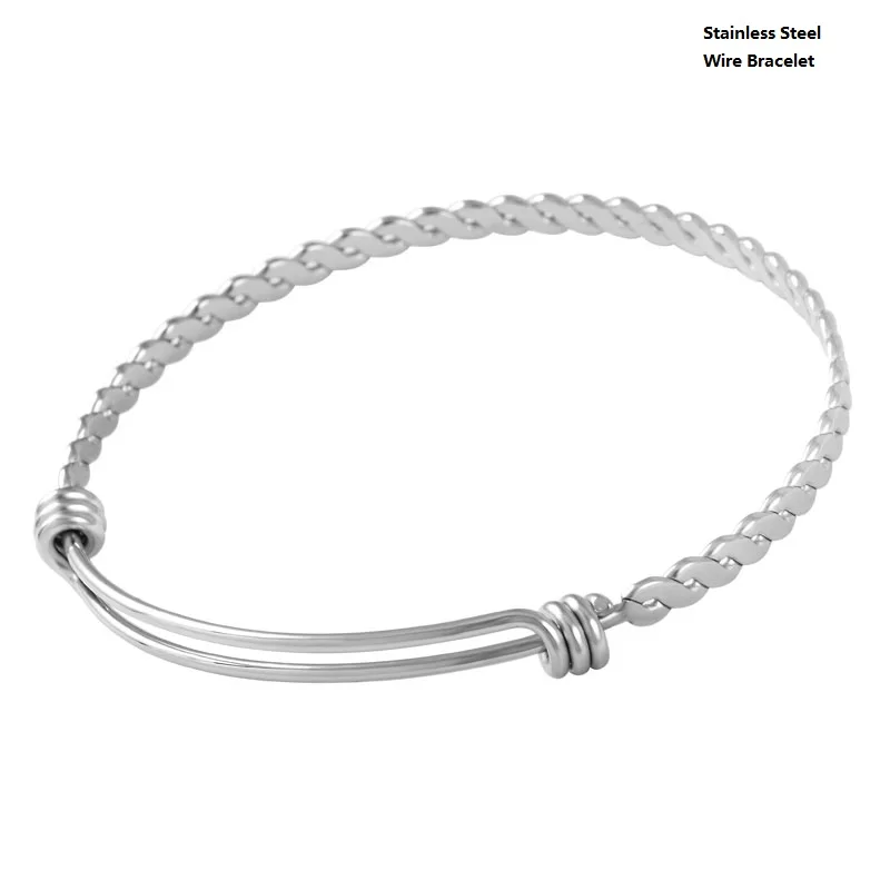 

KLH0273 10Pcs a lot Stainless Steel Simple DIY Adjustable Wiring Bangle Bracelet Expandable Wire Bangles