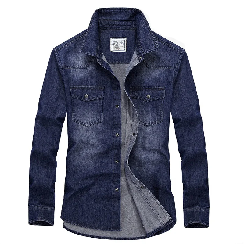 

European style brand clothing shirt men Autumn casual long sleeve denim shirt men slim fit jeans dress shirt camisas