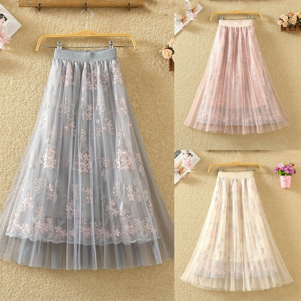 Модная новинка, Женская эластичная многослойная газовая юбка с высокой талией, расклешённая и в складку, Повседневная Пышная юбка юбки-солнце