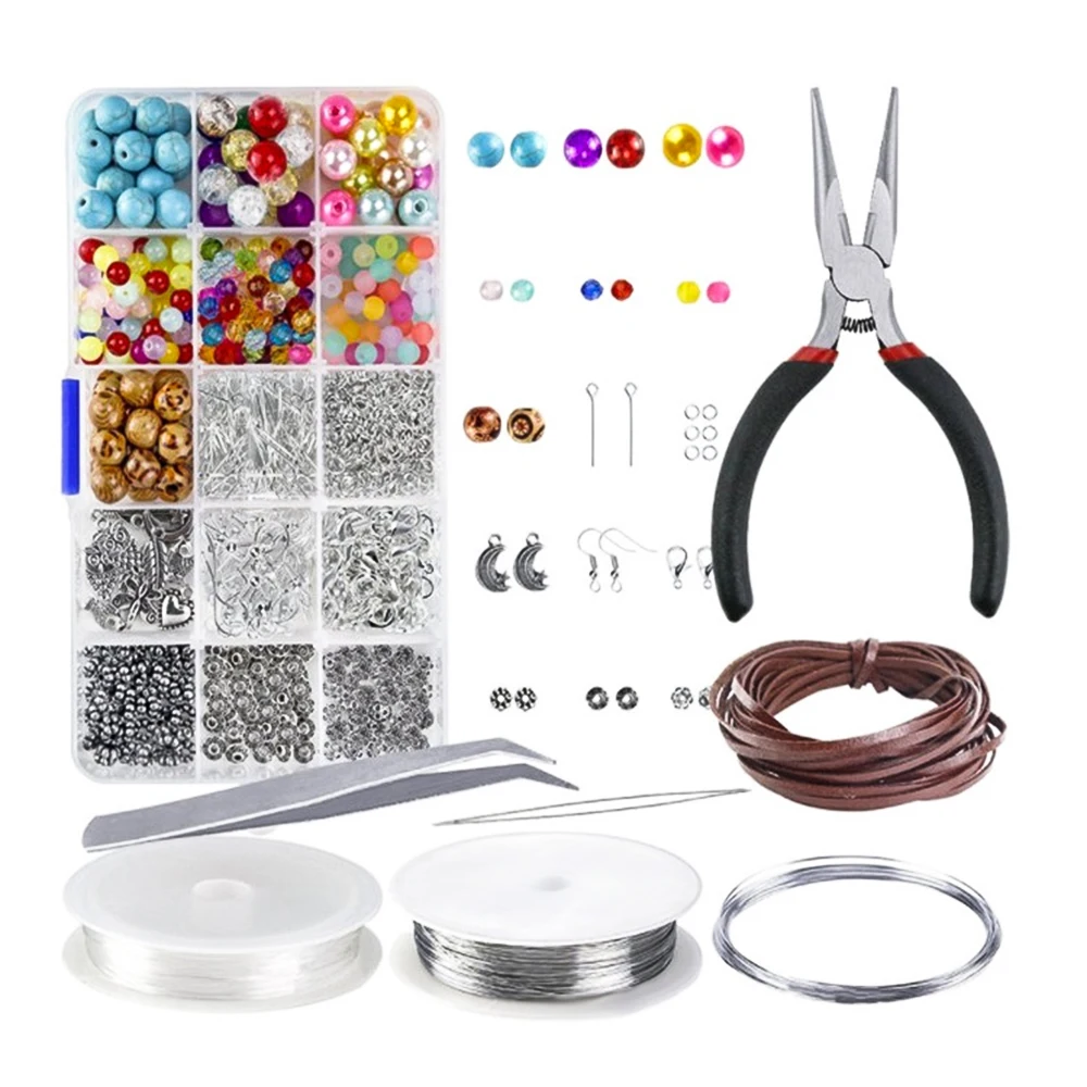 700PC/Set Acrylic Wood Plastic Beads Open Circle Lobster Clasp Combination Hand Tool Pliers DIY Jewelry Findings Accessories | Украшения и