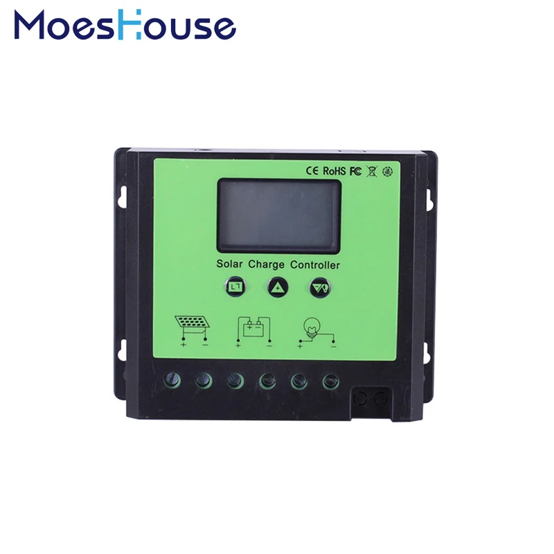 

40A 50A 60A Intelligent PWM Solar Panel Regulator Charge Controller with LCD Display 12V 24V 48V Auto Detect