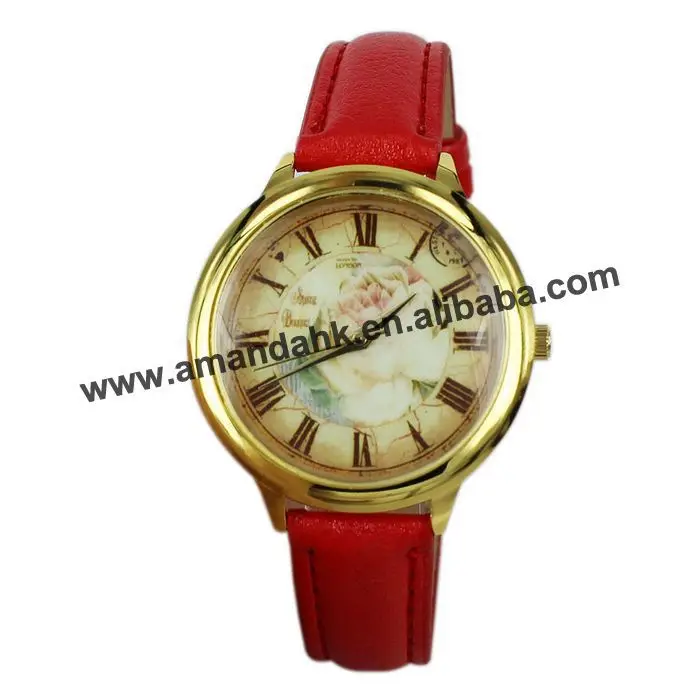 

Top Wholesale Women Luxury Quartz Watch Pink Rose Flower Watches Vintage Roman Number Ladies Casual Gold Dial Wristwatches