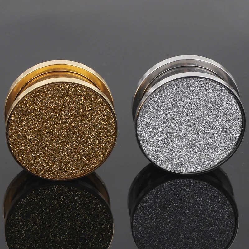 Flesh Tunnel Plug Glitter Glitzer Fake Plug Tunnel Piercing Silver Gold 4-20mm body jewelry Earring Ear screw expander