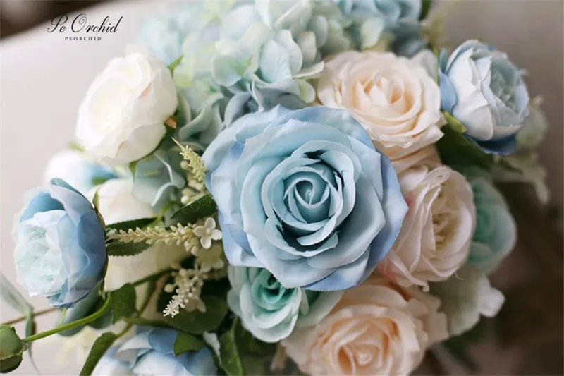 Женский Свадебный букет невесты PEORCHID Tiffany Blue Rose винтажный 2019|Свадебные букеты| |
