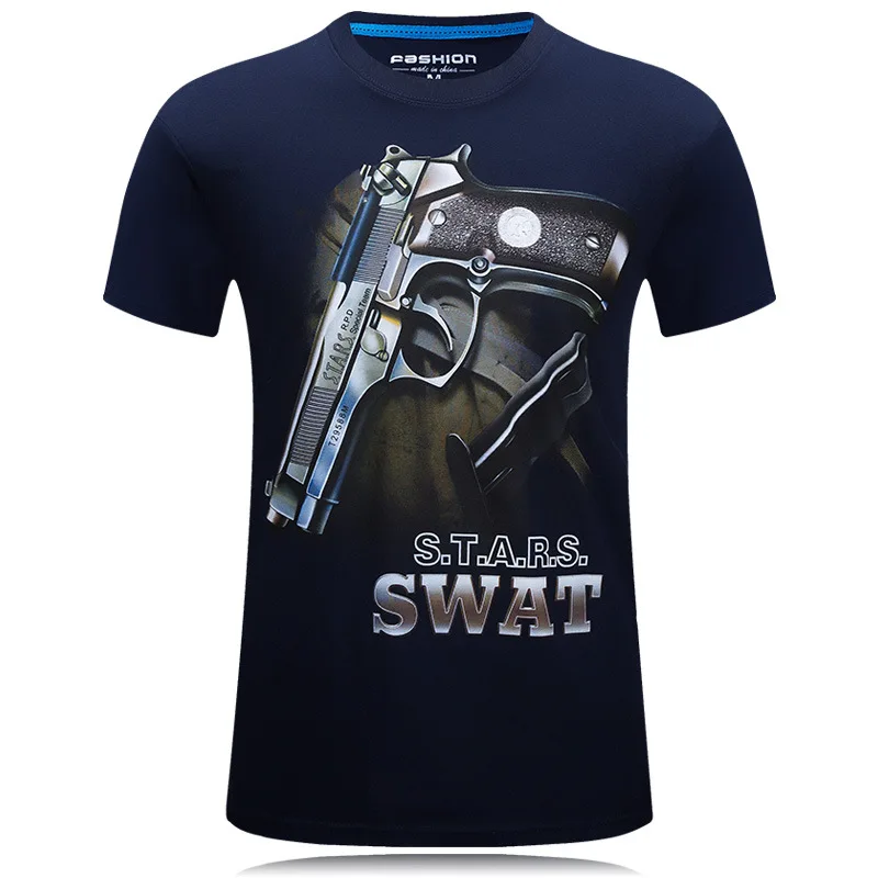 

New Fashion Men T Shirts 3d Printed pistols Men Men Clothing Round Neck Boy Camisetas Short Sleeve Plus Size S-6XL