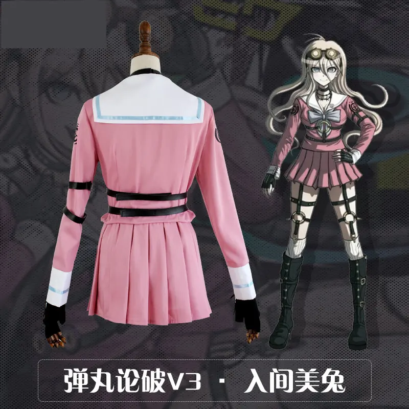 Женский костюм для косплея Miu Danganronpa V3 Iruma платье с длинным рукавом и розовая юбка