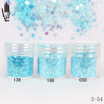 

1 Jar/Box 10ml Nail 3 Light Ice Blue Mix Nail Glitter Powder Sequins Powder For Nail Art Decoration Optional 300 Colors 3-54