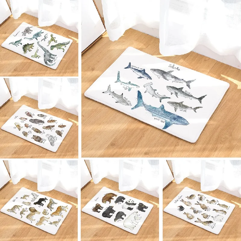 Floor Mat Animals illustration Door Mat Home Decoration Printed Bath Mat Kitchen Carpet Toilet Rug Living Room Mat 50x80cm