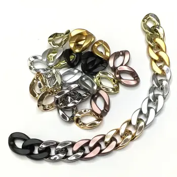 

60pcs/lot Acrylic Chain Links Metal color DIY earring&necklace Charm Accessories for Jewelry Making 17*24mm