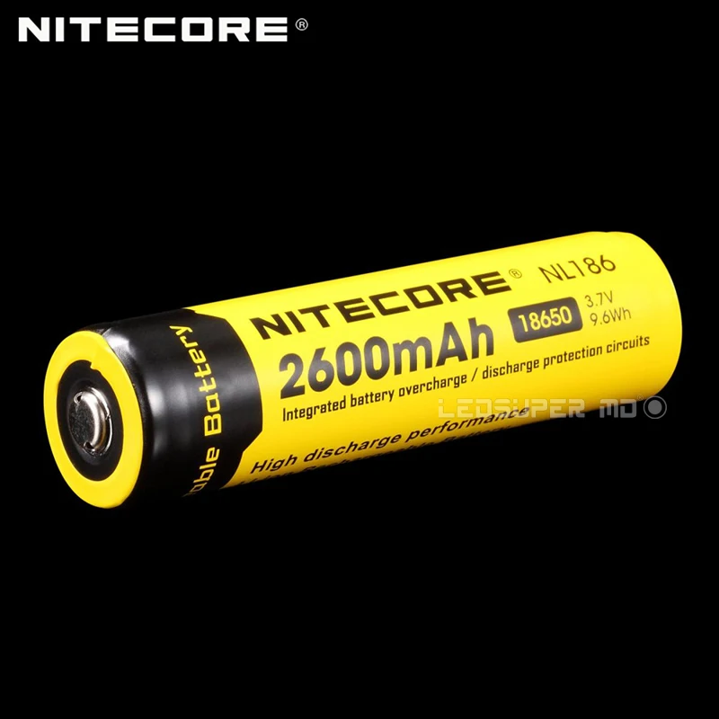

High Discharge Performance Nitecore NL186 2600 mAh 3.7V Li Ion 18650 Battery Rechargeable with More that 500 Cycles