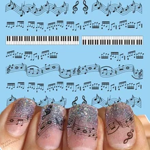 1 blätter Heißer Nagel Designs Schwarz Musik Note Druck DIY Nägel Zehen Frauen Nail art Aufkleber Decals Tattoos Werkzeuge # neue