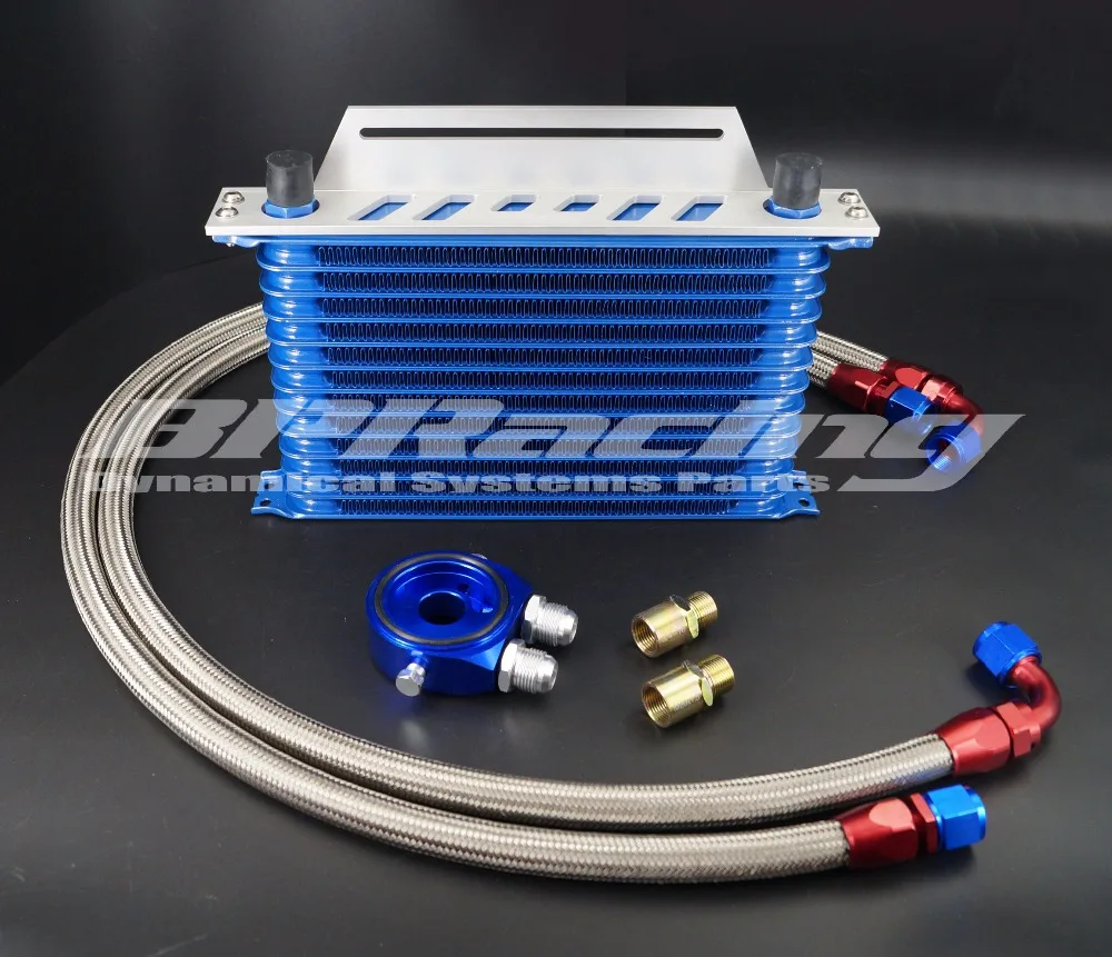 13 ROW 10AN RACING PERFORMANCE ALUMINUM ENGINE OIL COOLER + MOUNTING