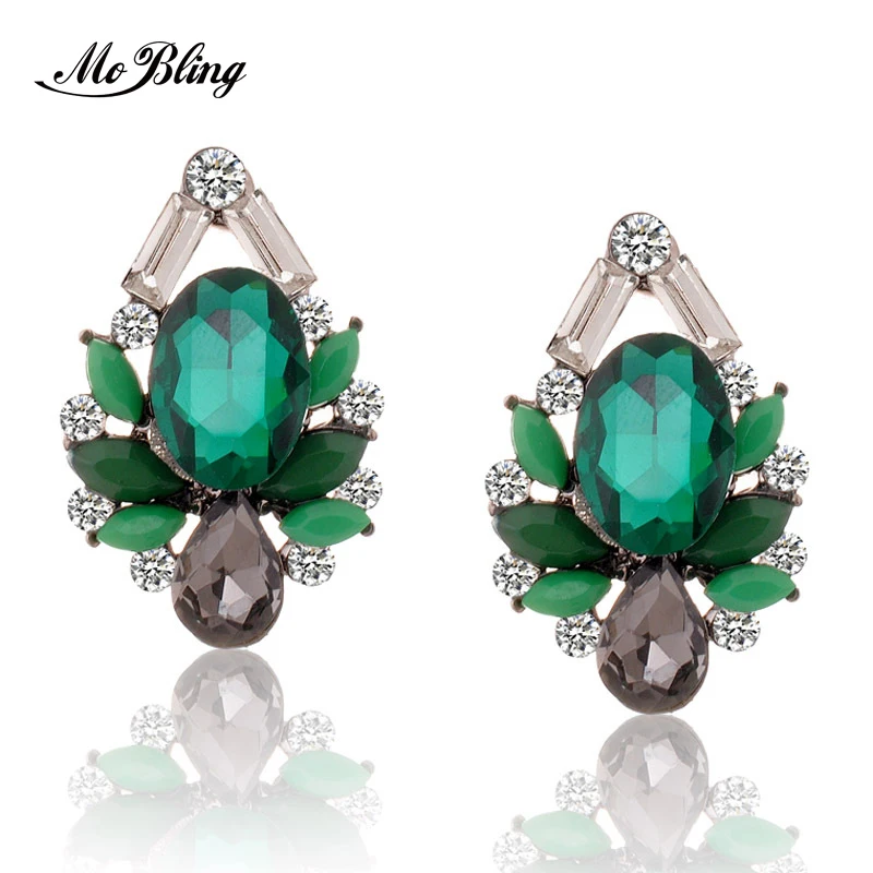 Women's Fashion Earrings New Arrival Brand Sweet Metal With Gems Flower Stud Crystal Earring For Women Girls DM002D | Украшения и