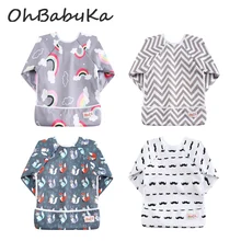 Ohbabyka Baby Boy Bibs Unicorn Feeding Bib with Sleeves Eating Apron Baby Accessories Baby Bibs Girls Cloth Bibs Dropshipping