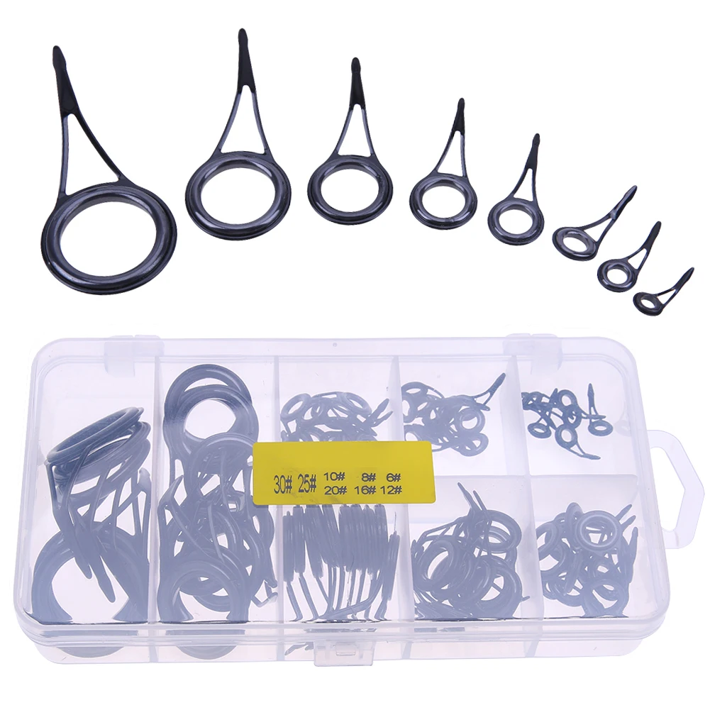 

75Pcs/Lot Mixed Size Fishing Rod Guide Tip Strong Line Rings Fishing Rod Guide Guides Tip Set Repair Kit DIY Eye Rings