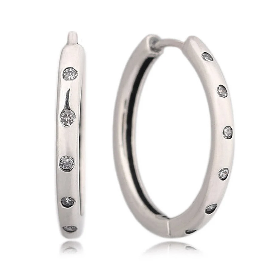 charm beads Droplets Hoop Earring with Clear CZ 100 925 Sterling