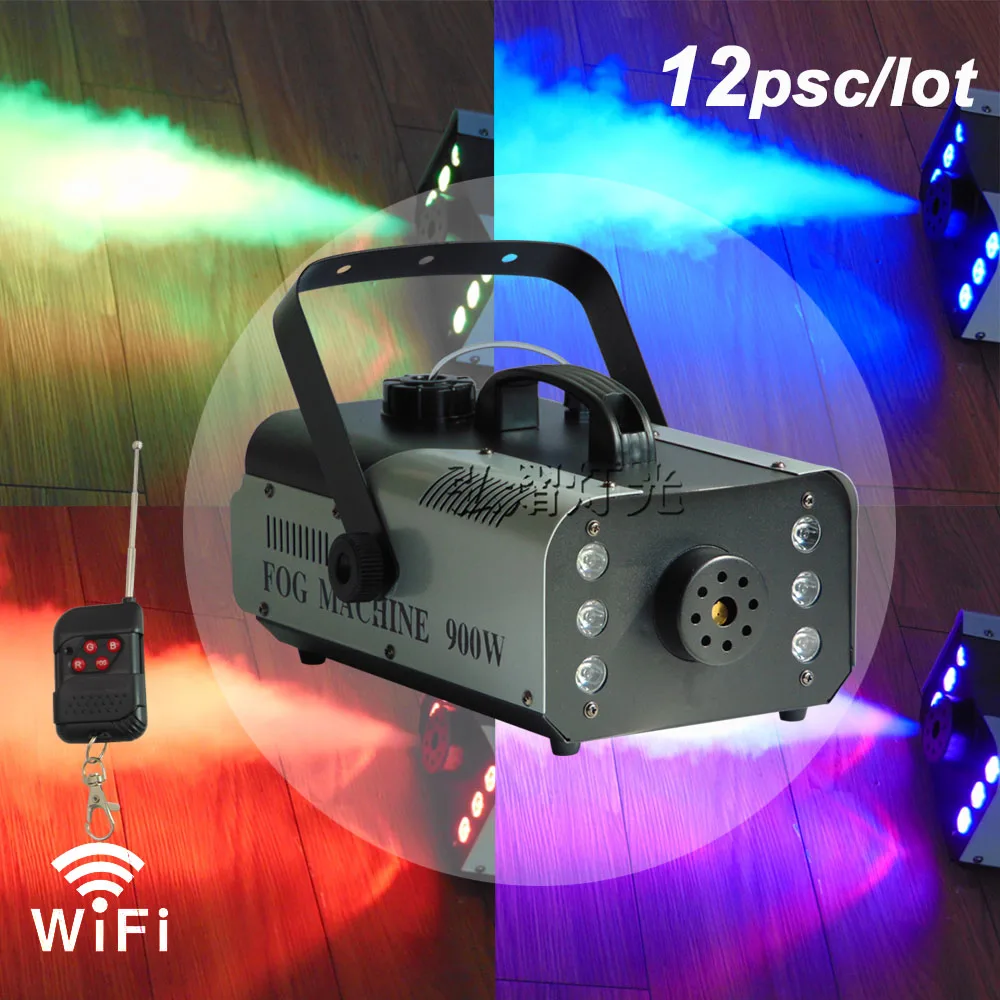 

12pcs/lots Super 900w RGB 3In1 Fog Machine DMX512 Smoke Machine With Light Professional Stage Machine DJ /Bar/Home Fogger